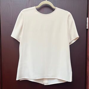 Vintage Silk Cream Blouse with Button Back